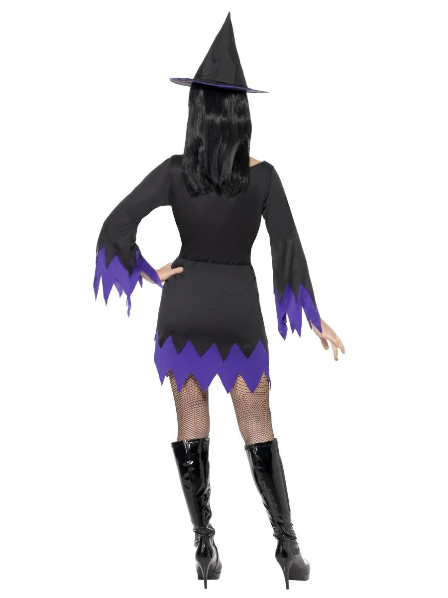 Black and Purple Witch Costume (Includes Hat and Choker)